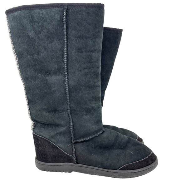 Ugg Original Black Tall Boots with Sheepskin Lining & Braided Back Detail - men' - Picture 1 of 6